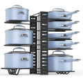 Hot selling 8 Tiers Pots and Pans Organizer, Adjustable Pot Lid Holders & Pan Rack for Kitchen Counter and Cabinet